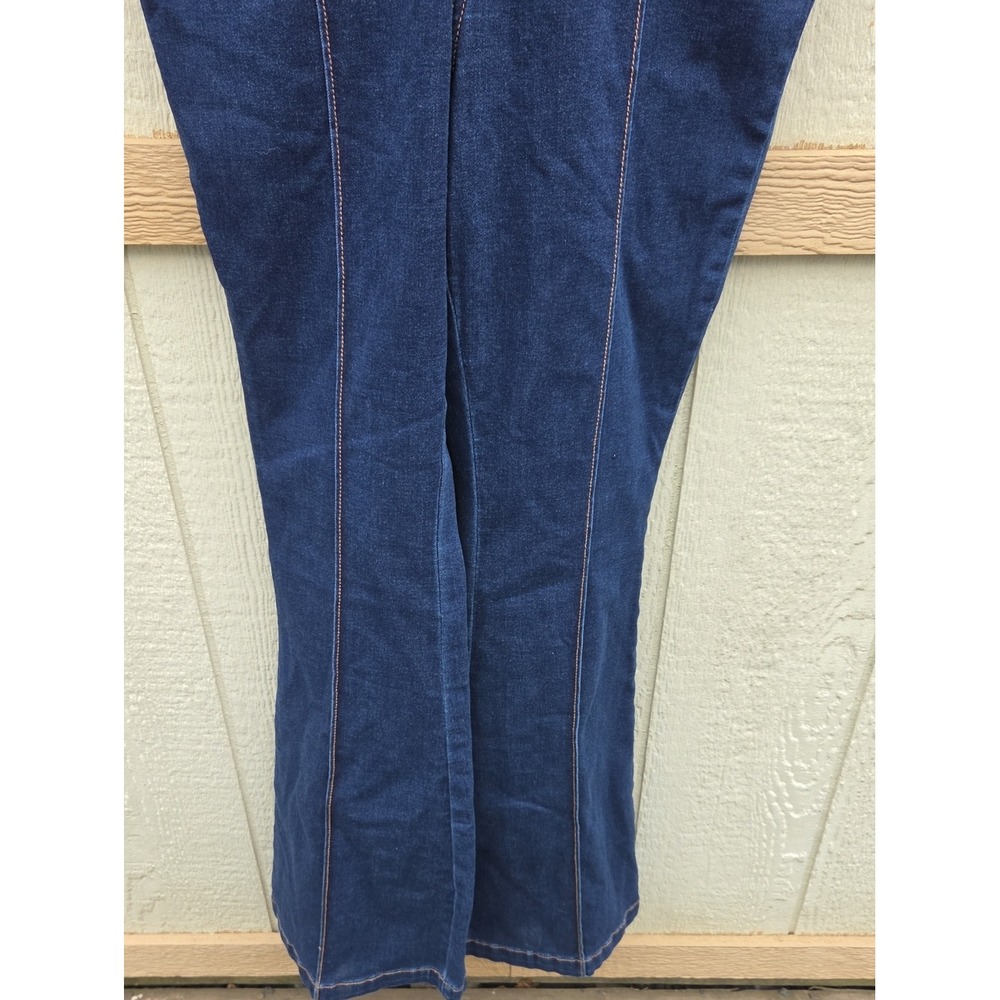 We The Free People Crvy Sydney Denim High Neck Retro Boho Baddie 10 Stretch Blue - Picture 4 of 8